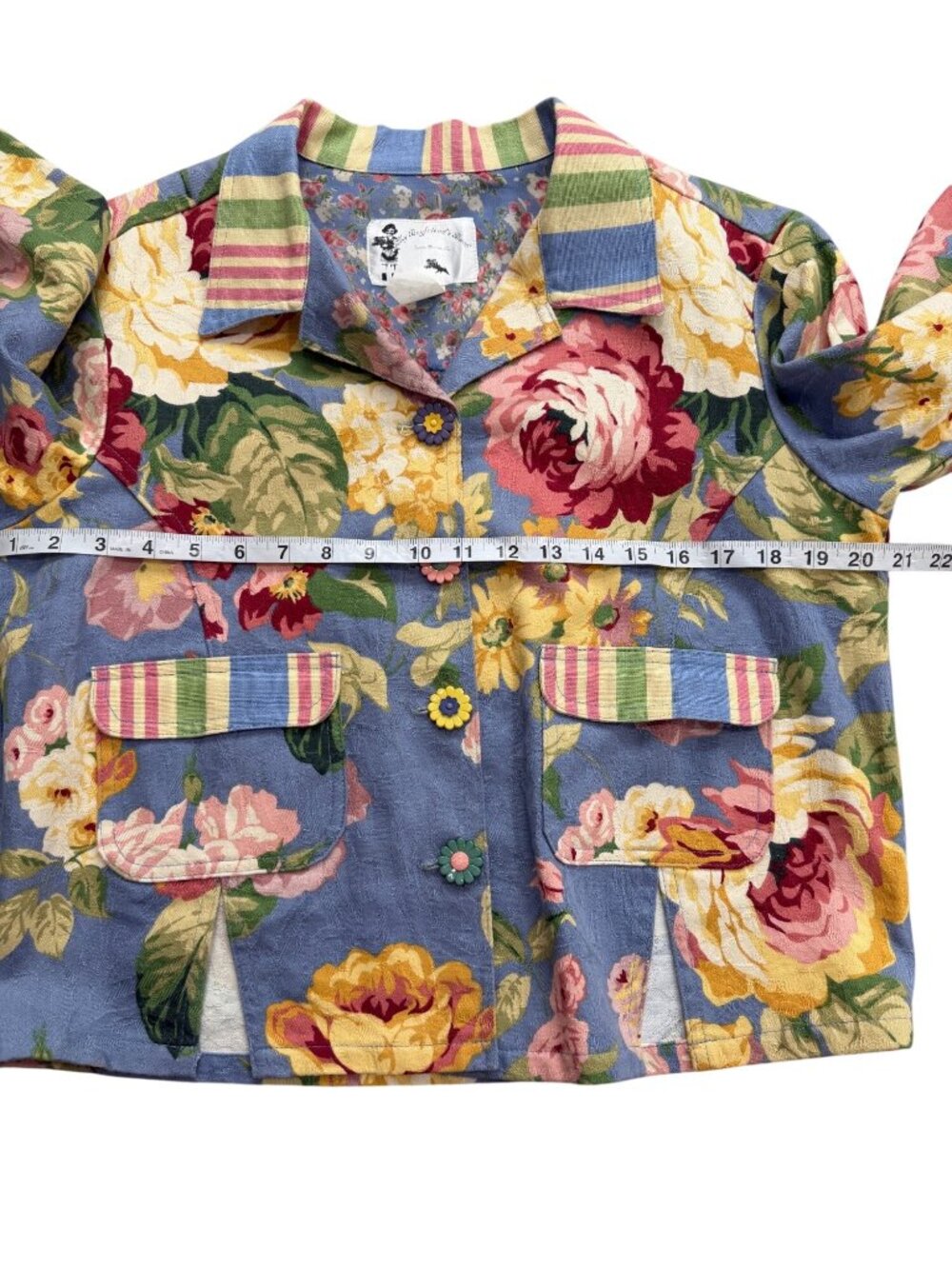Vtg My Boyfriends Back Women Size S Floral Jacket Santa Monica Art to Wear - Picture 6 of 7